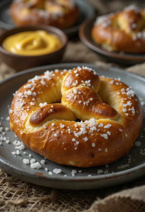 Chickpea flour pretzel baked golden brown with salty crust