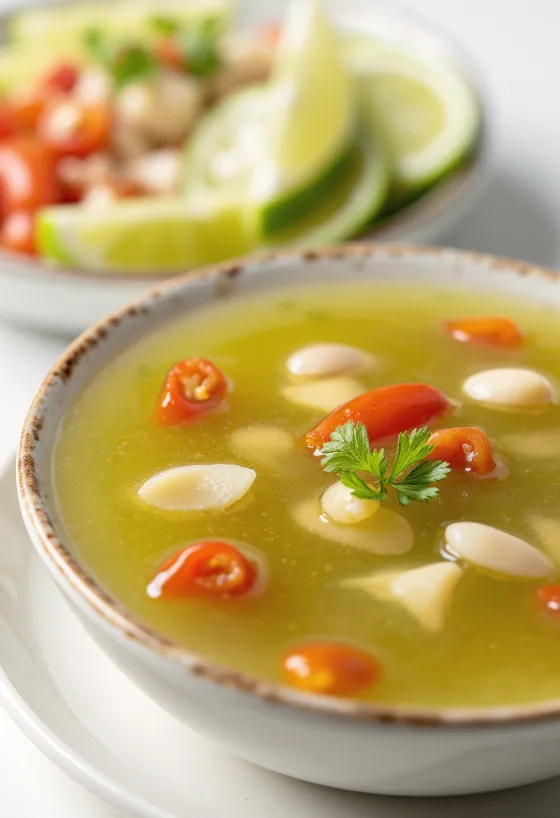 Sweet and sour lime chili sauce served.