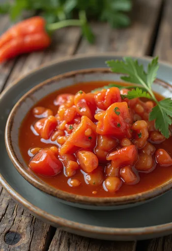 Red pepper sauce in a bowl