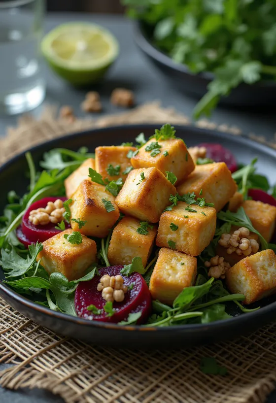 Warm Beet and Tofu Salad