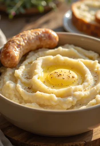 Creamy mashed potatoes mixed with butter and cream