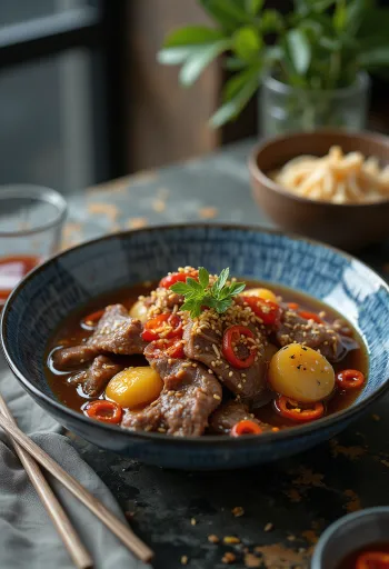 Spicy Nikujaga with beef and potatoes