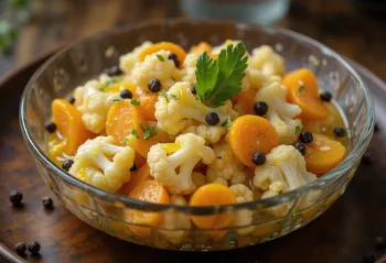 Cauliflower Escabeche, spicy pickled vegetable salad