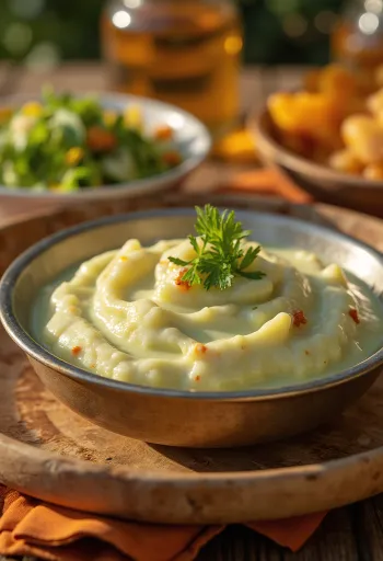 Mint yogurt chutney served with grilled vegetables