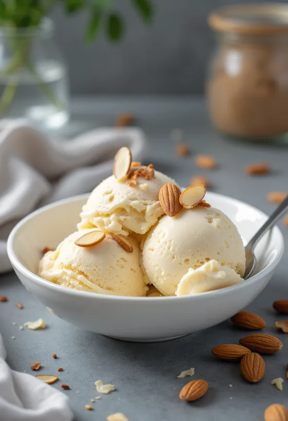 Almond ice cream served