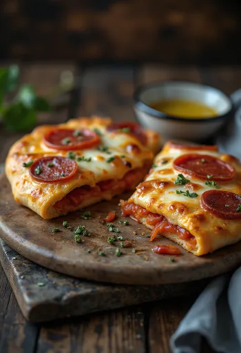 Pepperoni calzone stuffed pizza