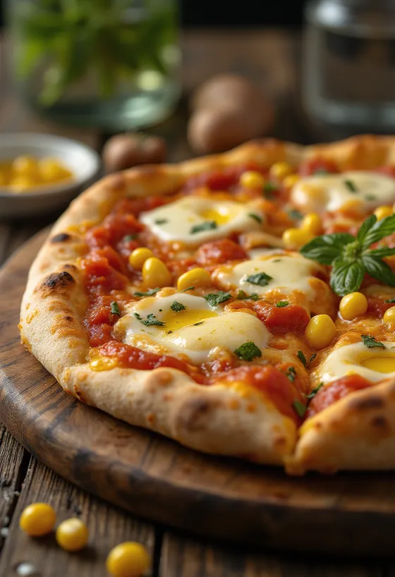 Pizza al Mais with corn and cheese