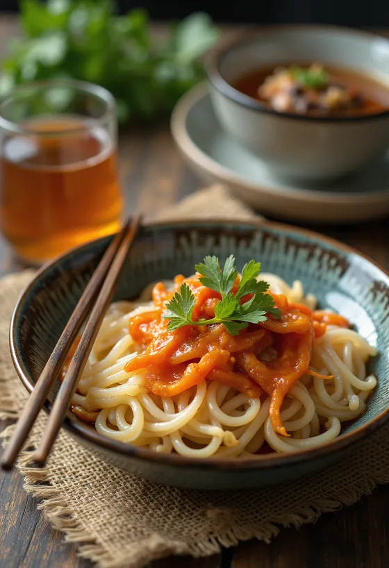 Kimchi somen noodles