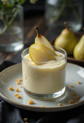 Pear panna cotta in a glass