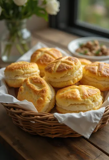 Soft cottage cheese biscuits baked golden brown, topped with a crispy cheese layer