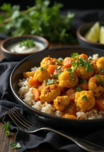 Vegan Cauliflower Curry Casserole served