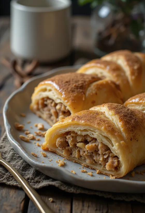Oat Cookie Strudel served on a plate