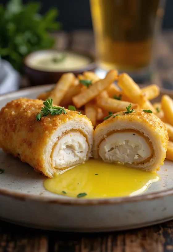 Chicken Kiev fried golden brown