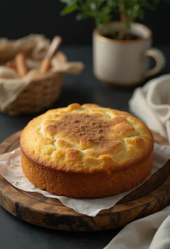 Cinnamon cake served