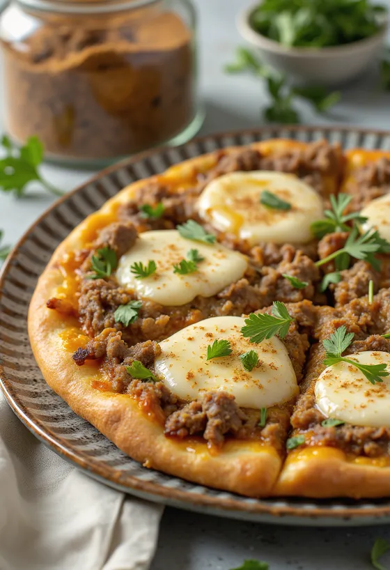 Pizza Maroccaine served