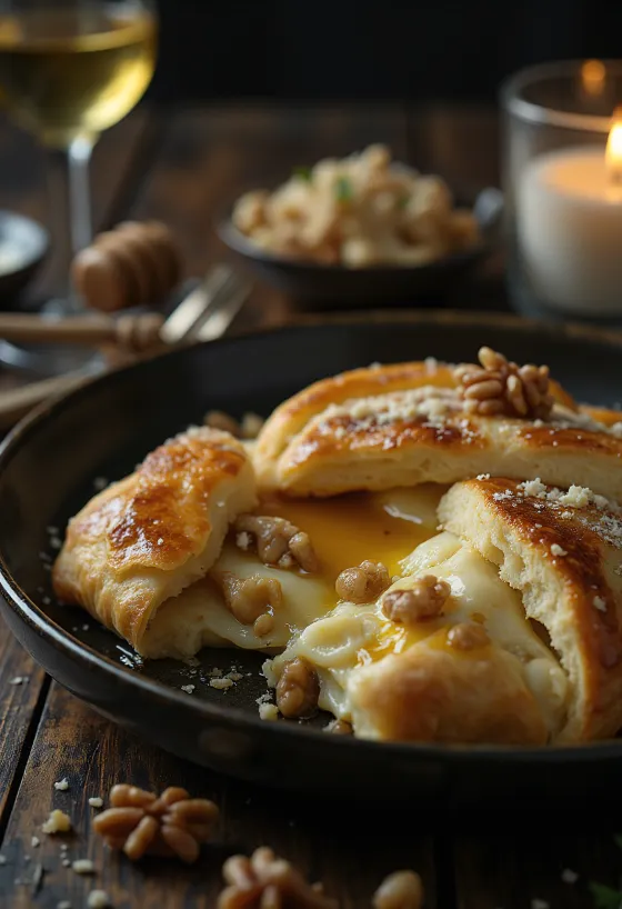 Gorgonzola calzone baked to golden brown