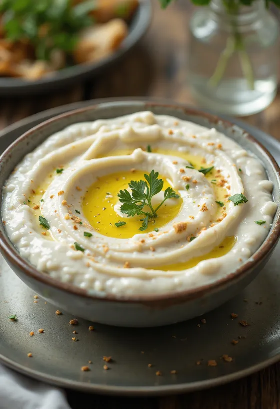 Yogurt tahini sauce served