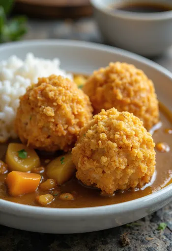 Crispy breaded oysters served with Japanese curry sauce