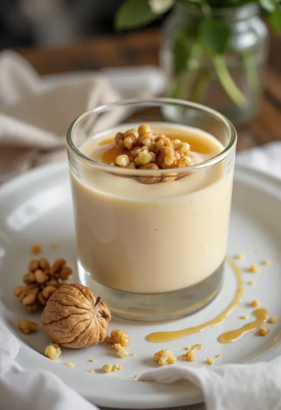Honey Walnut Mousse served in a glass