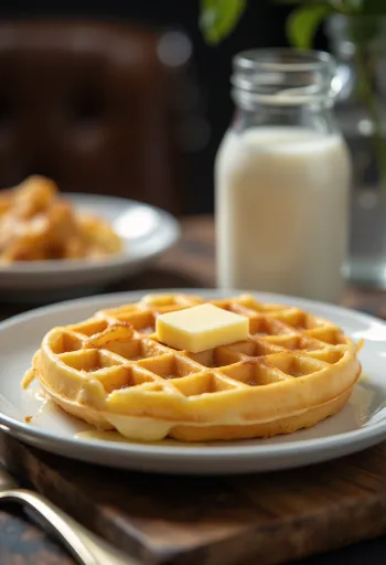 Classic egg waffles freshly baked