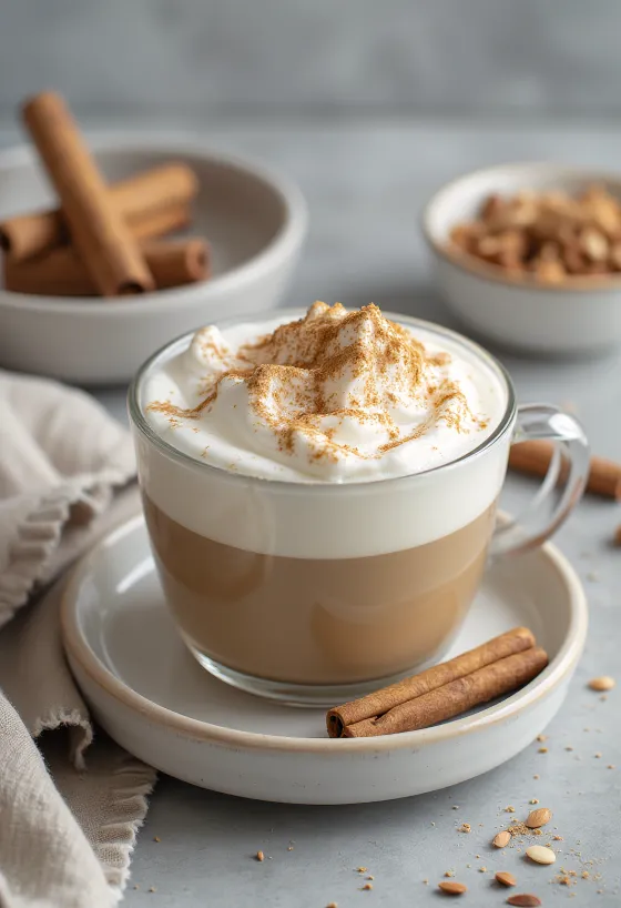 Cinnamon almond latte served