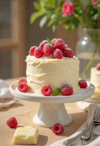 White chocolate cake served