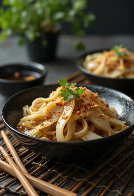 Gobo-zuke, braised Japanese burdock root sprinkled with sesame seeds