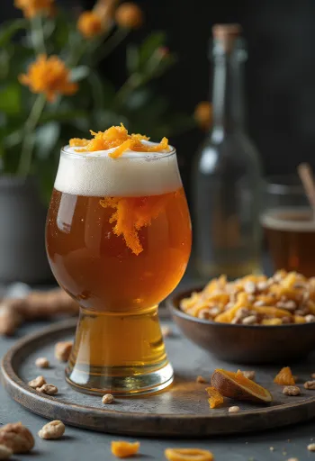 Orange Beer served in a glass bottle