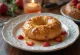 Freshly baked champagne strawberry honey bagel