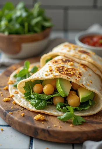 Spinach wrap with chickpeas and avocado
