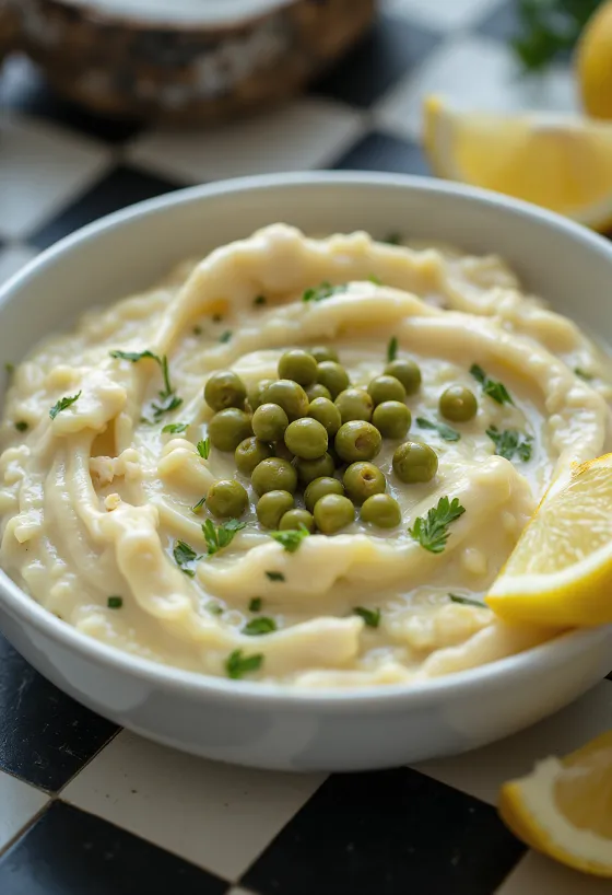 Creamy Coconut Caper Sauce served in a bowl