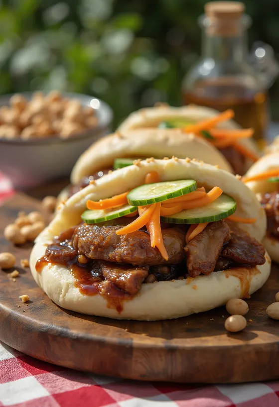 Gua Bao steamed buns with pork belly and pickles