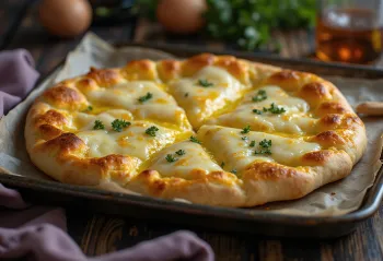 Crispy flatbread stuffed with melted cheese and parsley