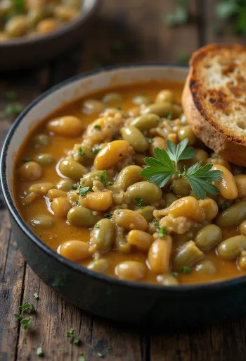 Creamy green bean stew with fresh dill