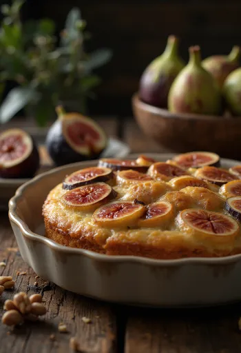 Fig and walnut cake served