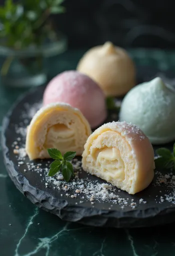 Mochi ice cream served