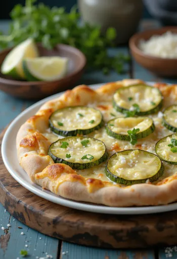 Pizza al Zucchini with zucchini and cheese