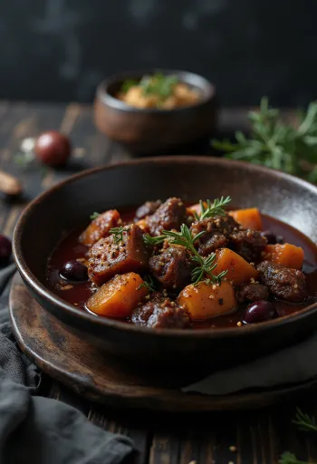 Venison stew served with parsley