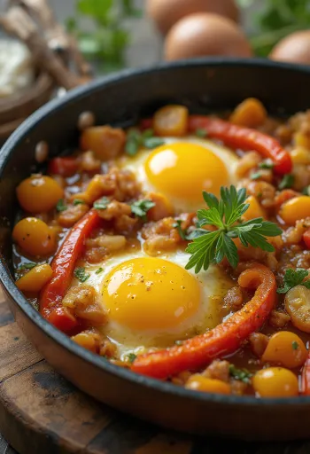 Ratatouille with colorful roasted vegetables and herbs