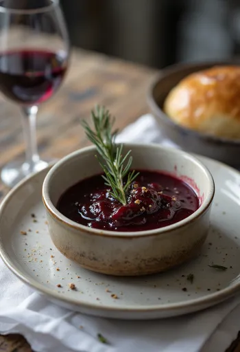 Red Wine Reduction with Ginger & Rosemary served