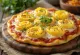Tamagoyaki pizza with soft omelet, fresh scallions, and sesame seeds