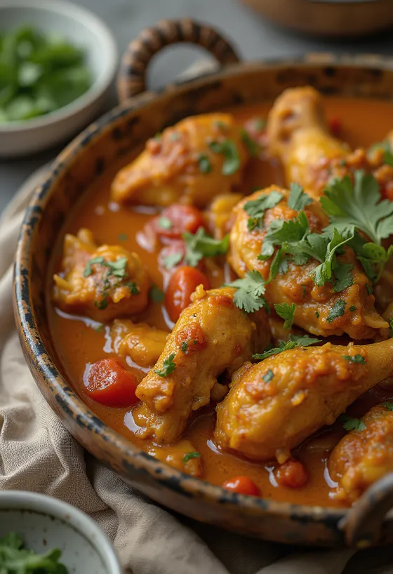 Chicken balti served in a balti dish with naan