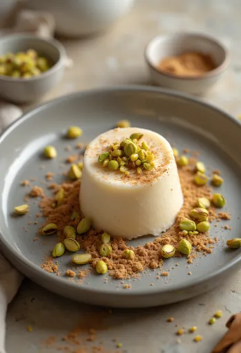 Cinnamon Kulfi, rich creamy texture sprinkled with pistachios