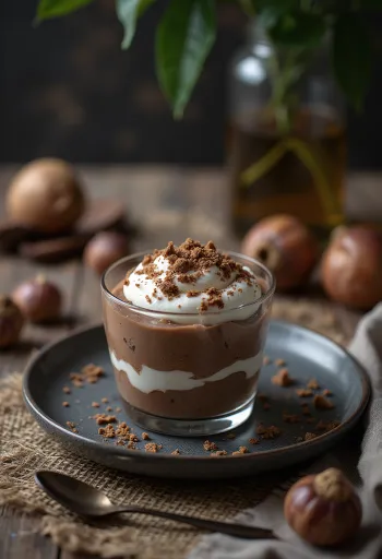 Chestnut chocolate mousse served