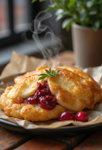 Golden brown Korean Hotteok pancakes filled with cranberries