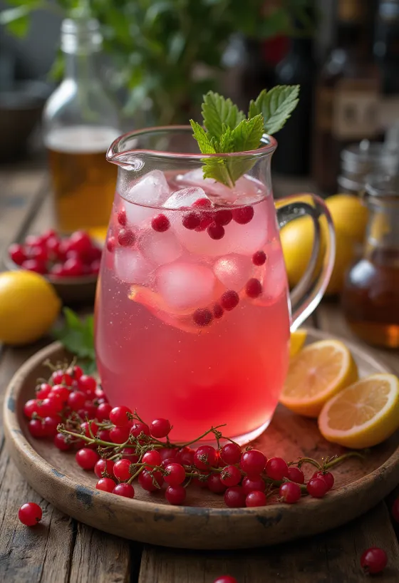 Red Currant Lemonade served in a glass