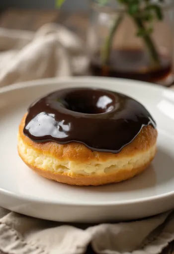 Vegan doughnuts glazed with chocolate