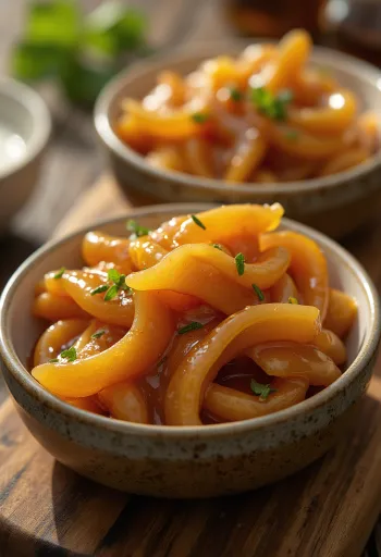 Caramelized ginger glaze served in a bowl