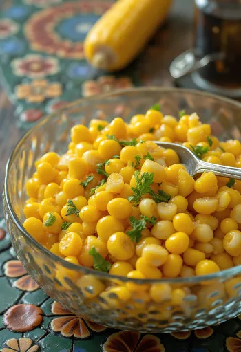 Fresh corn salad with crisp vegetables