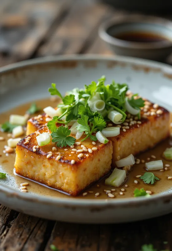 Sesame crusted tofu steaks with cilantro